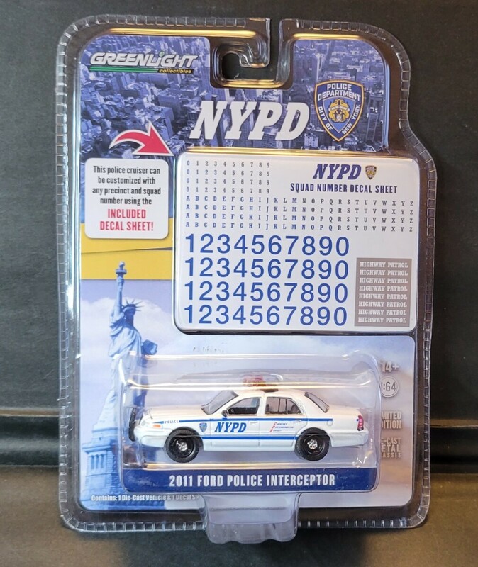 1/64 2011 Ford Crown Victoria Police NYPD パトカー 警察 Number Decal Sheet 42771 グリーンライト GREENLIGHT フォード ミニカー