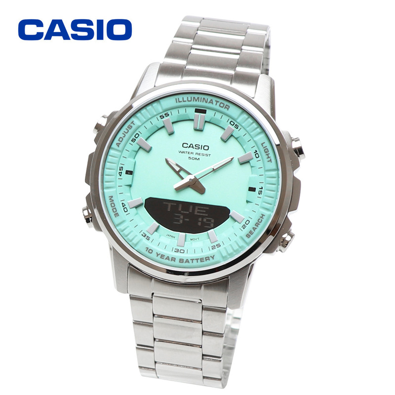 CASIO カシオ アナデジ AMW-880D-2A2 デジアナ ティファニーブルー TIFFANY BLUE 時計 データバンク DATA BANK 10年電池 長持ちバッテリー