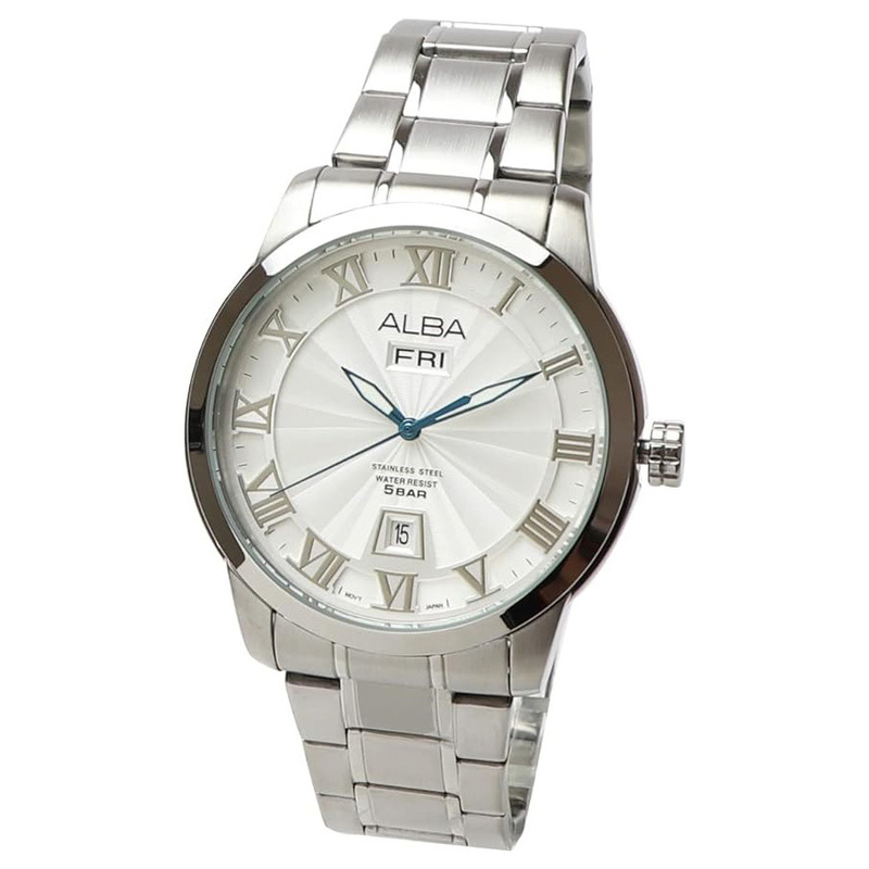 SEIKO セイコー ALBA アルバ ホワイト AV3275X1 メンズ ステンレス ビジネス アナログ 曜日 日付 デイデイト カレンダー 時計 腕時計 男性