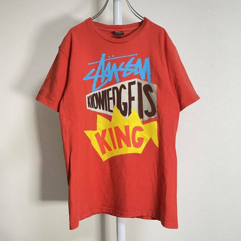 STUSSY ステューシー Tシャツ ビッグ ロゴ KING クラウン プリント オレンジ