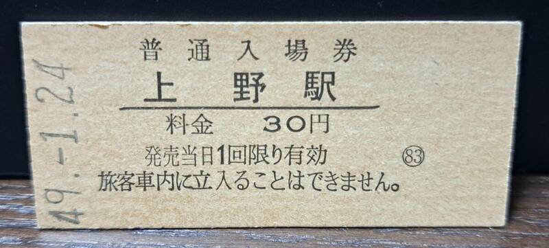B 【即決】(3) 入場券 上野30円券 9988