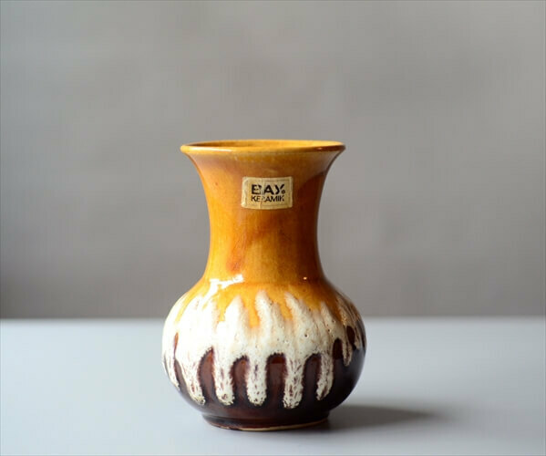 西ドイツ製 ヴィンテージ Bay Keramik 陶器の花瓶 Fat Lava ファットラバー 花器 ミッドセンチュリー フラワーベース アンティーク_ig3785