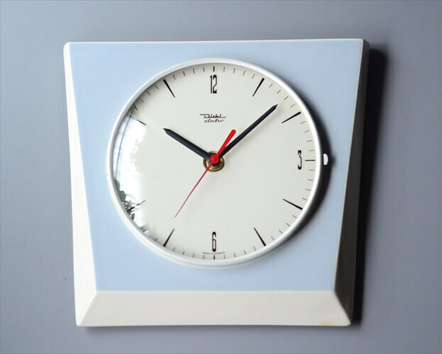 ドイツ製 Diehl レトロモダンな陶器の壁時計 新品クウォーツ交換済み 電池式 壁掛け時計 キンツレー セラミック アンティーク ig3840