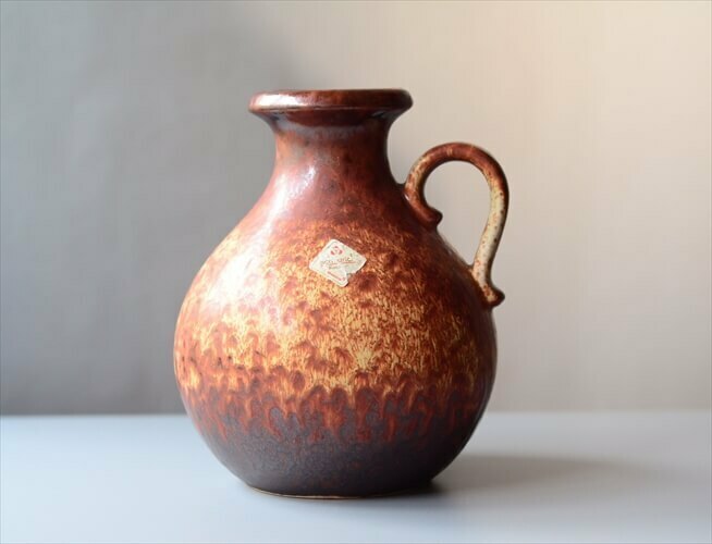 西ドイツ製 ヴィンテージ Scheurich窯 陶器の花瓶 Fat Lava 花器 一輪挿し ミッドセンチュリー期 フラワーベース アンティーク_ig3821