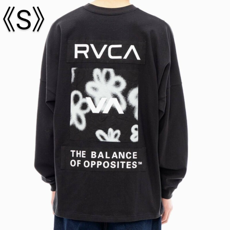 [新品] RVCA ルーカ 長袖Tシャツ ロングスリーブTシャツ ロンT バックプリント RVCAロゴ フローラル オーバーサイズ 黒 Sサイズ
