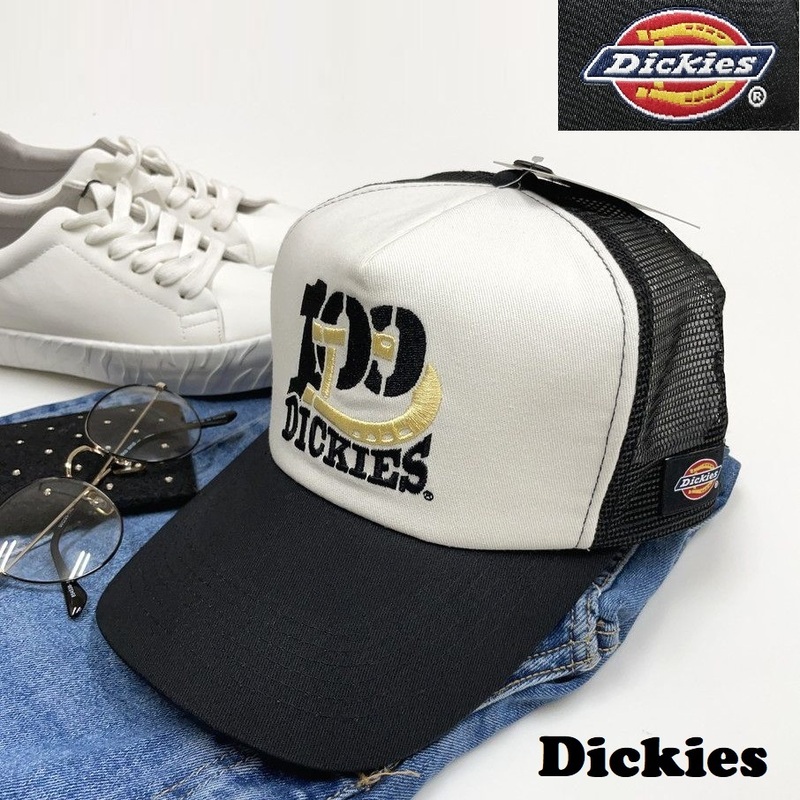 未使用品 Dickies ホワイト 100thロゴメッシュキャップ メンズ レディース カジュアル アメカジ アウトドアキャンプ ブラック ディッキーズ