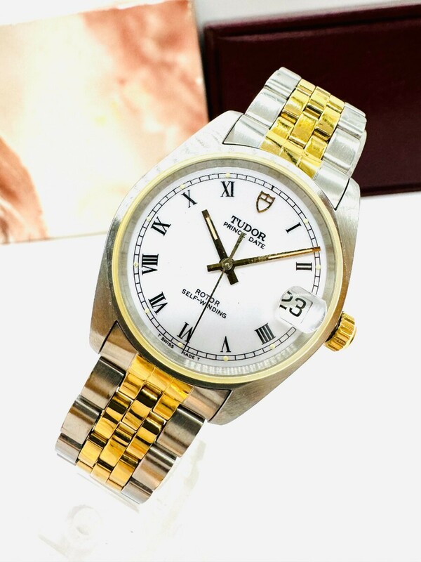 レア　付属品あり　稼動 チュードル オートマティック/自動巻 72033 B832461 オイスターデイト ゴールド文字盤 メンズ腕時計 