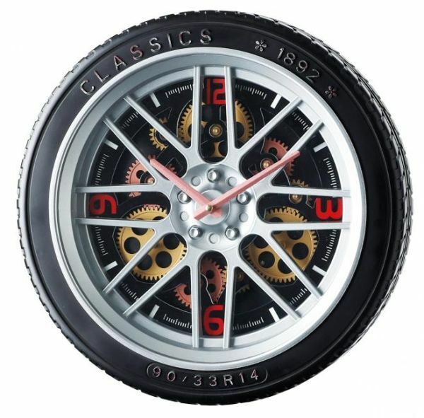 ギアクロック 掛け時計 ギヤ タイヤ デザイン 時計 インテリア 飾り 雑貨 歯車 壁掛 おしゃれ メンズライク