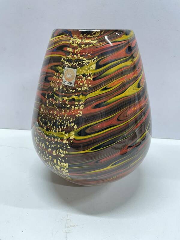 コレクター必見 ARTGLASS ガラス製 フラワーベース 花瓶 高さ約22㎝ インテリア オブジェ 置物 アンティーク ビンテージ コレクション N993