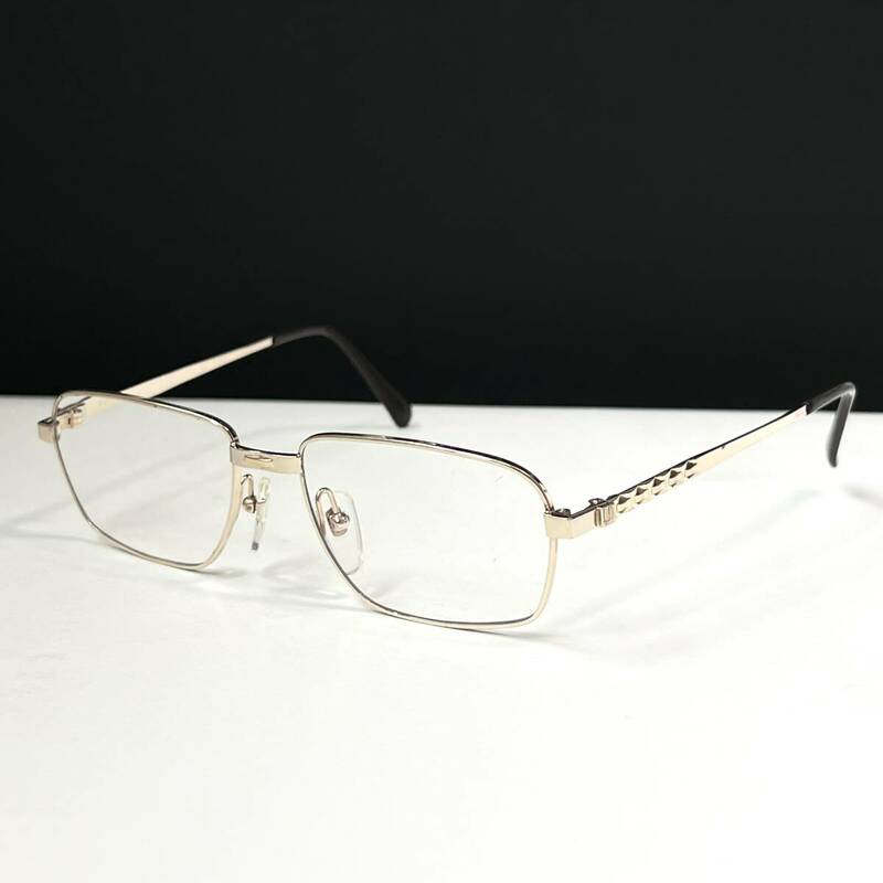 ◆DUNHILL ダンヒル オーストリア製 ヴィンテージ 眼鏡フレーム メガネ アイウェア メンズ 度入りレンズ ゴールド GOLD 54□16 135