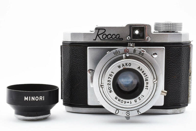 希少＊Rocca WAKO Anastigmat F2.8 40mm ロッカ 豆カメラ 小型フィルムカメラ ボルタ判 アンティーク フード・フィルター付