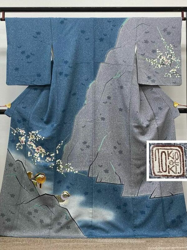 羽田登喜男 TOKIO et TOKI 落款入 金彩 叩き染 紋意匠 正絹 パールトーン加工済 K285