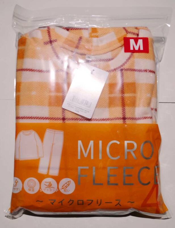 未使用　未開封　パジャマセット　Ｍサイズ　フリース素材　オレンジ＆茶色　～マイクロフリース～日本ニット