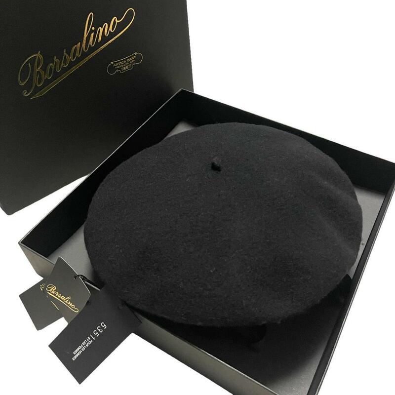 【新品◆箱付き】Borsalino ボルサリーノ ベレー帽 ブラック 黒 ウール メルトン