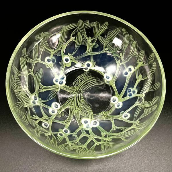 超希少 R.LALIQUE ルネ・ラリック 「GUI」 ヤドリギ 宿り木 オパルセントガラス パチネ彩色 ボウル 鉢 1921年のモデル 本物保証