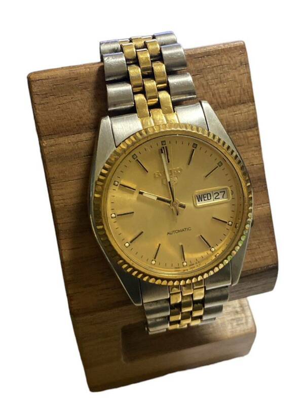 SEIKO セイコー セイコー5 ゴールド文字盤 AT/自動巻 7626-3110 メンズ腕時計 コンビカラー