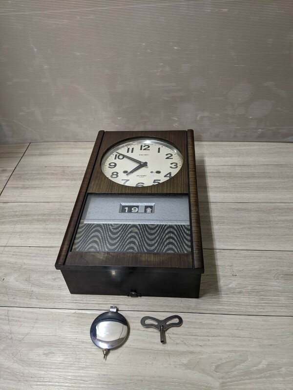 SEIKO セイコー 一カ月巻時計 タイムデーター 30DAY 4PC438 振り子 ゼンマイ式 レトロ 掛時計 