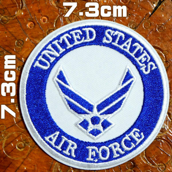 刺繍ミリタリーワッペン【U,S,Air Force Symbol アメリカ空軍シンボルマーク】丸 青 USエアフォース ウ 米軍 アップリケ パッチ wappen