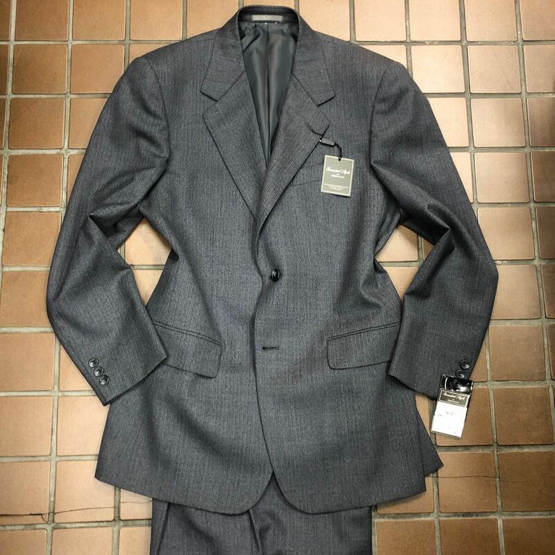 新品【サイズA7 XL★CESARANI】2Bシングルスーツ メンズスーツ グレー系 艶感 総裏 サイドベンツ 2タック セットアップ 高級スーツが格安