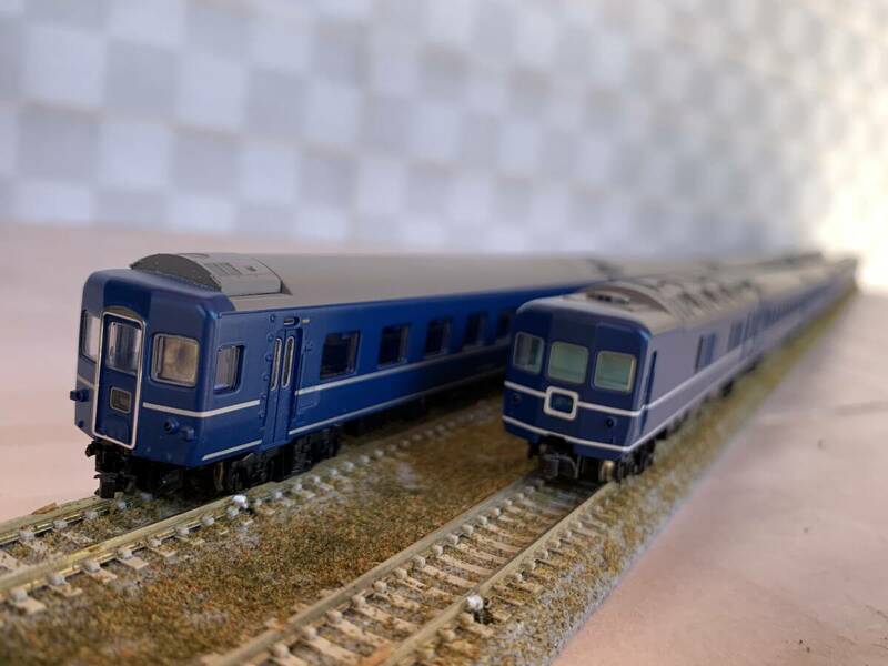 N 16, Micro Ace Blue Train 24type 25series .GINGA 6+6. 12 cars with roomlight set-up. (Used)