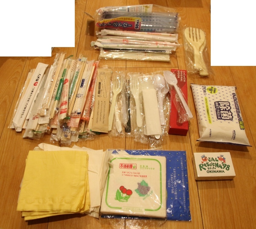 使い捨てカトラリーセット☆ストロー・スプーン・フォーク・割り箸・紙ナプキンなど♪60サイズ(または定形外920円)詰め合わせ