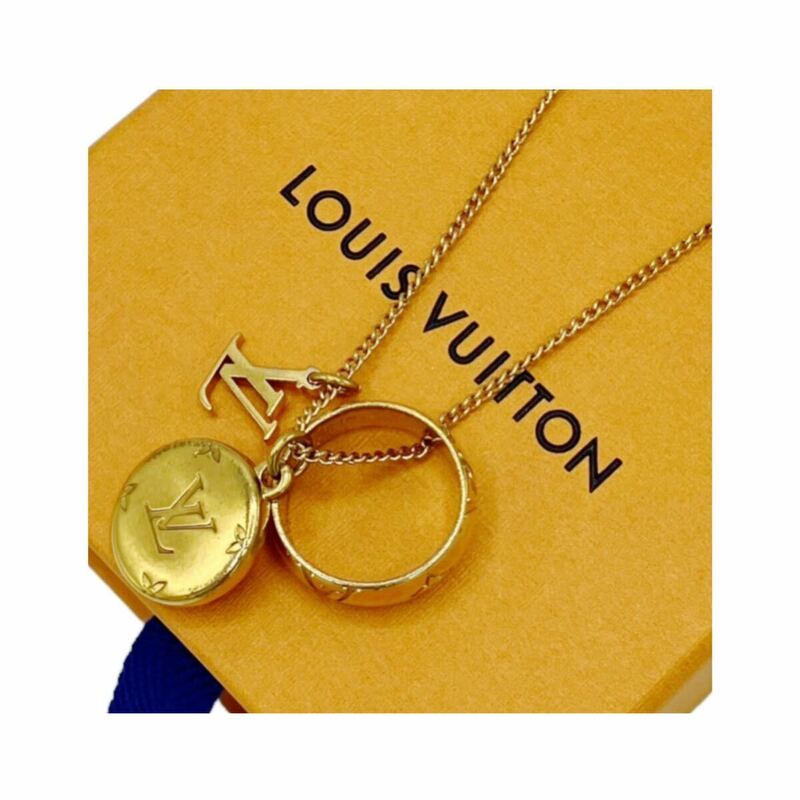 【良品】ルイヴィトン LOUIS VUITTON M80189 リングネックレス モノグラム ペンダント ゴールド アクセサリー