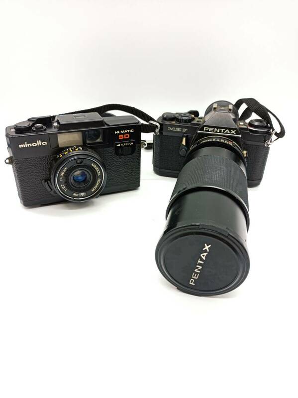 保管品 カメラ PENTAX MEF タムロンレンズ 1：3.8 80-210 MINOLTA HI-MATIC SD 1：2.7 38 フィルム ジャンク 2台セット IO0305