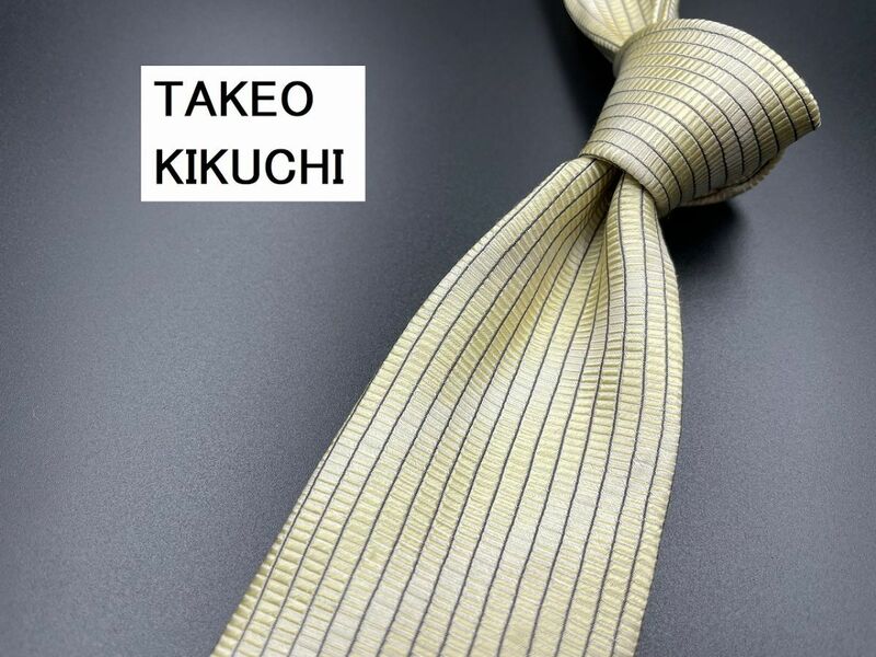 【超美品】TAKEOKIKUCHI　タケオキクチ　ストライプ柄　ネクタイ　3本以上送料無料　ベージュ系　0303218