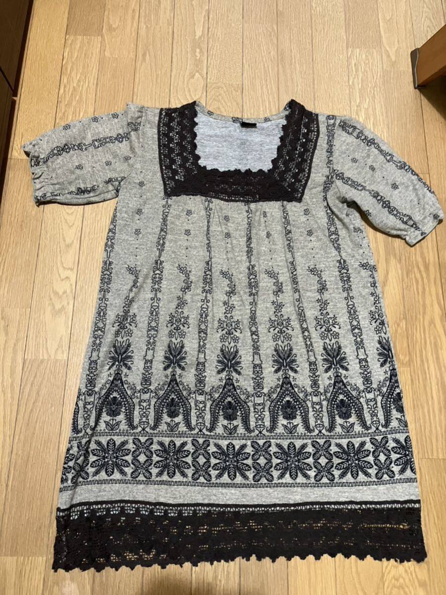 ★秋冬の半袖チュニック★オシャレワンピース★スクエア襟★大きめ★ゆったり★重ね着