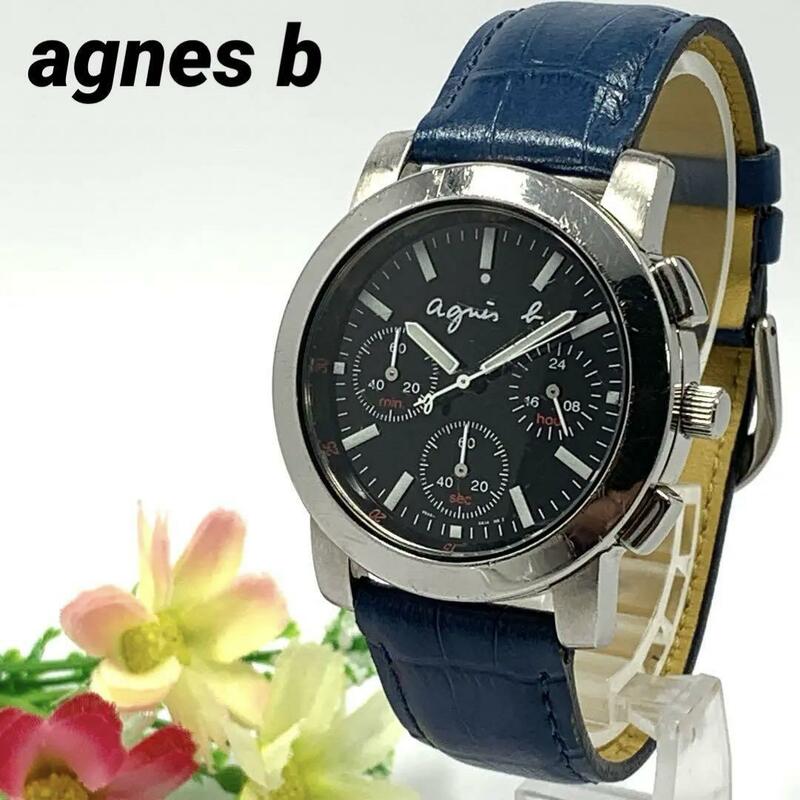 945 agnes b アニエスベー メンズ 腕時計 クロノグラフ ストップウオッチ 新品電池交換済 クオーツ式 ビンテージ レトロ アンティーク
