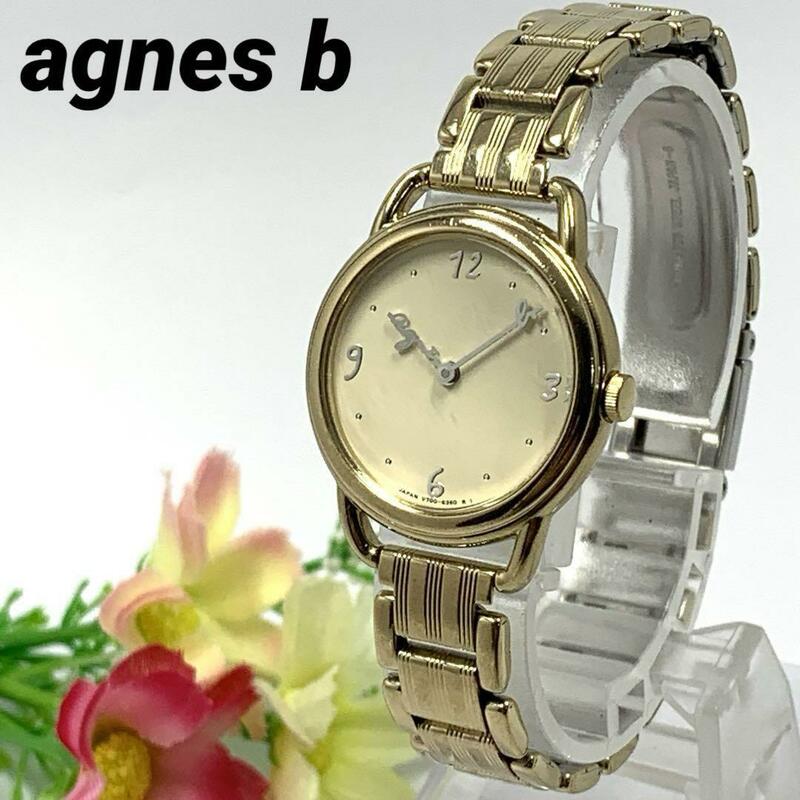974 agnes b アニエスベー レディース 腕時計 ゴールド 新品電池交換済 クオーツ式 人気 希少 ビンテージ レトロ アンティーク