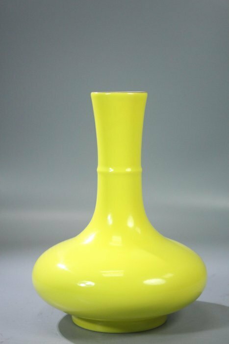 中国 唐物 古瓷 時代物 清 雍正 檸檬釉瓶