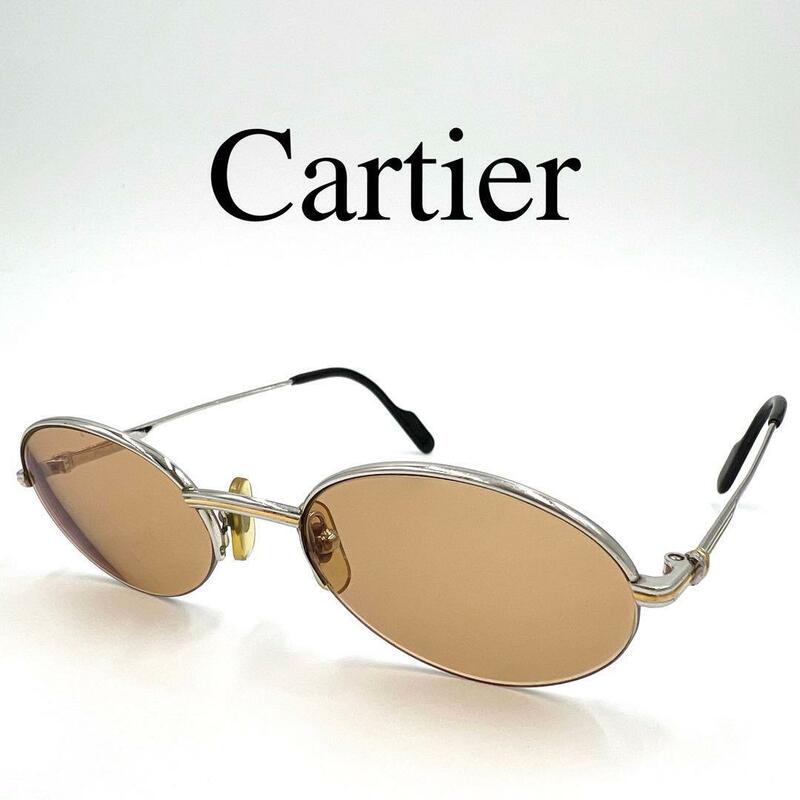 Cartier カルティエ メガネ 度入り オーバル ハーフリム ケース付き