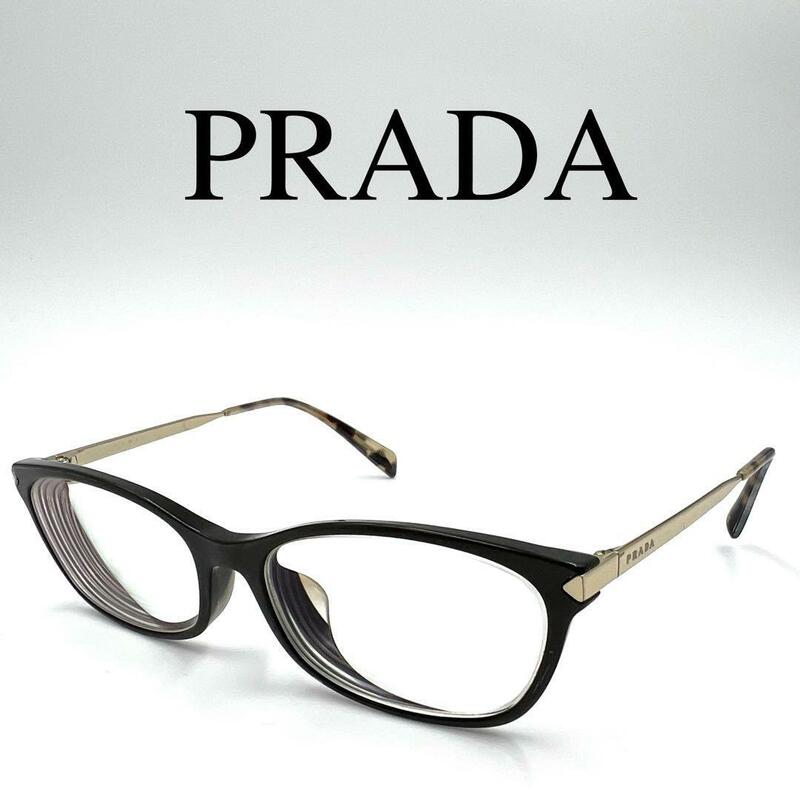 PRADA プラダ メガネ 眼鏡 度入り サイドロゴ フルリム ケース付き