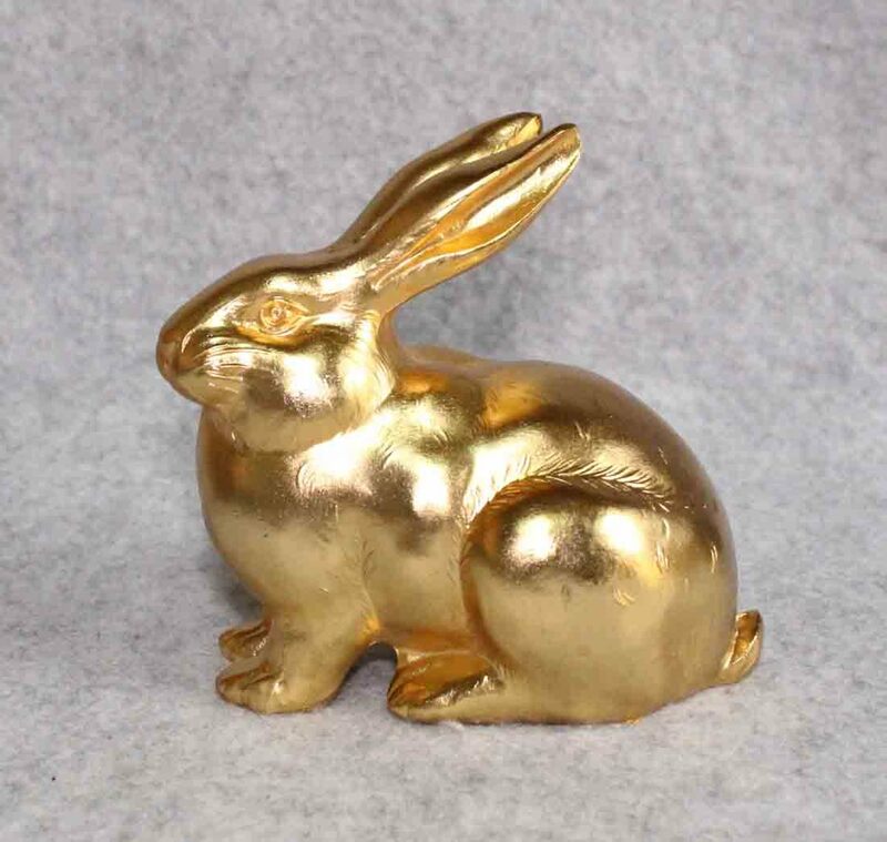 金属工芸◆兎　置物　金色◆13cm ウサギ　非鉄金属製　gold color　rabbit　 　干支　