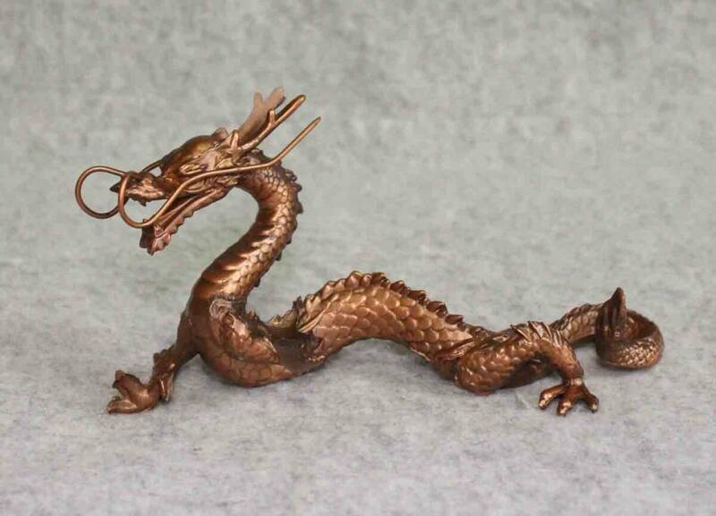 金属工芸◆龍　置物　17cm◆竜　ドラゴン　dragon　非鉄金属製