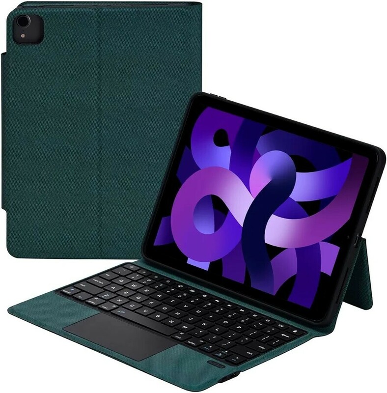【未使用品】iPad Air4/Air5キーボードケース 背面カバー取り外し可能 強力マグネット式 iPad Air4/5カバー Bluetoothキーボード(深緑)