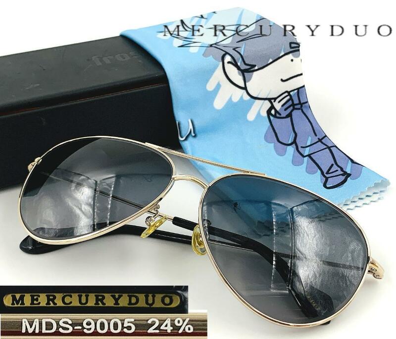 MERCURYDUO MDS-9005 マーキュリーデュオ 度入り サングラス メタルフレーム ティアドロップ アジアンフィット UVカットレンズ ケース付き