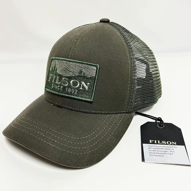 新品 FILSON フィルソン ロガー メッシュ キャップ 帽子 LOGGER MESH CAP ロゴ ロゴパッチ メッシュキャップ カーキ オリーブ オイル加工