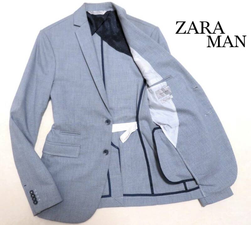 美品 ZARA MAN ザラマン テーラードジャケット メンズ ブレザー スプリング/サマージャケット 背抜き 2釦 オンオフ兼用 紳士 春夏物