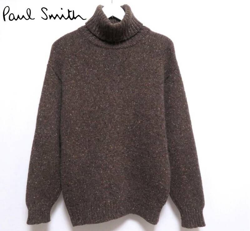 ほぼ美品 PaulSmith LONDON シルク混アンゴラウールニット タートルネックセーター メンズウエア 紳士 Lサイズ シンプルでお洒落な一着