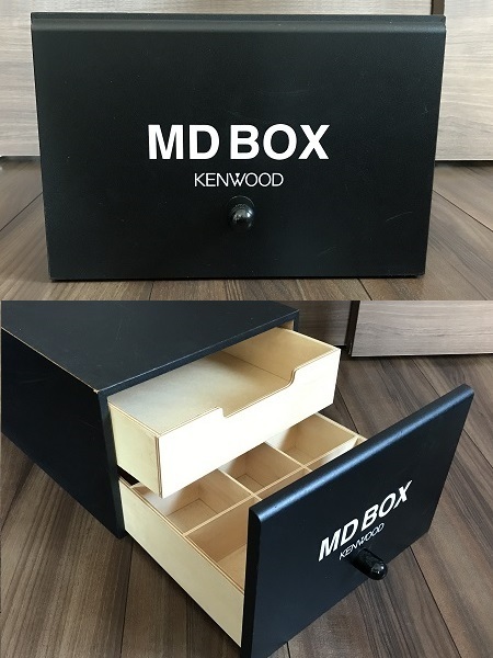 稀少 KENWOOD MD BOX 2段式 木製 キャビネット 収納 ボックス 約80枚以上収納可能 ケンウッド 年代物