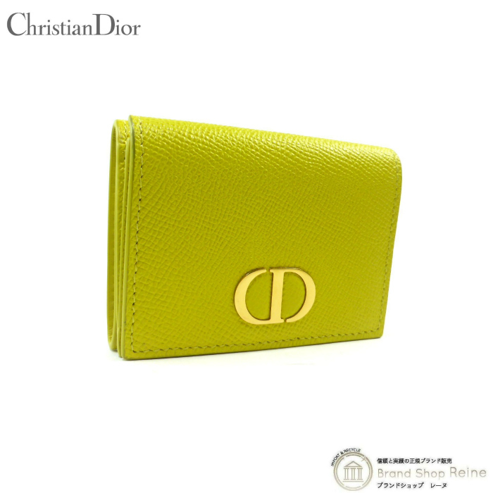 クリスチャンディオール （Christian Dior） 30 MONTAIGNE モンテーニュ 三つ折り コンパクト 財布 イエロー S2084OBAE（美品）中古