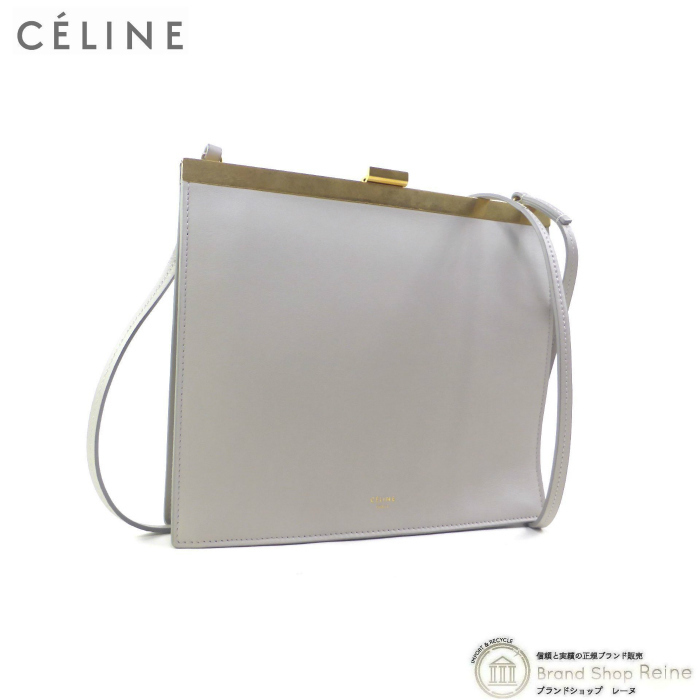 セリーヌ （CELINE） Clasp Bag クラスプ ミニ 斜め掛け ショルダー バッグ 18105 グレー 旧ロゴ（美品）中古