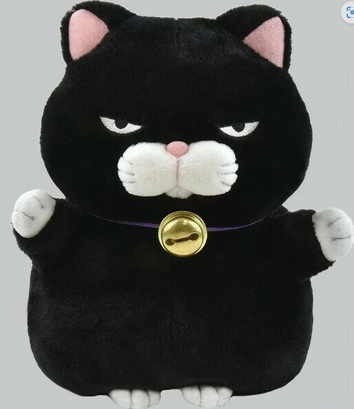 新品xx★★ひげまんじゅうハンドパペット 黒豆 702326（ネコ、ねこ、キャット、人形、玩具、おもちゃ、ぬいぐるみ、キャラクターグッズ