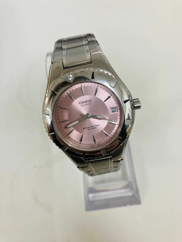【2d86】 CASIO カシオ　クォーツ　腕時計　レディース　10year BATTERY おしゃれ　文字盤ピンク