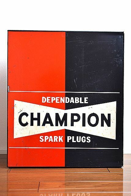 レア！ 1970’s CHAMPION チャンピオン スパーク プラグ ビンテージ キャビネット 看板 検 BELL500TX 所ジョージ 世田谷 ハーレー ガレージ