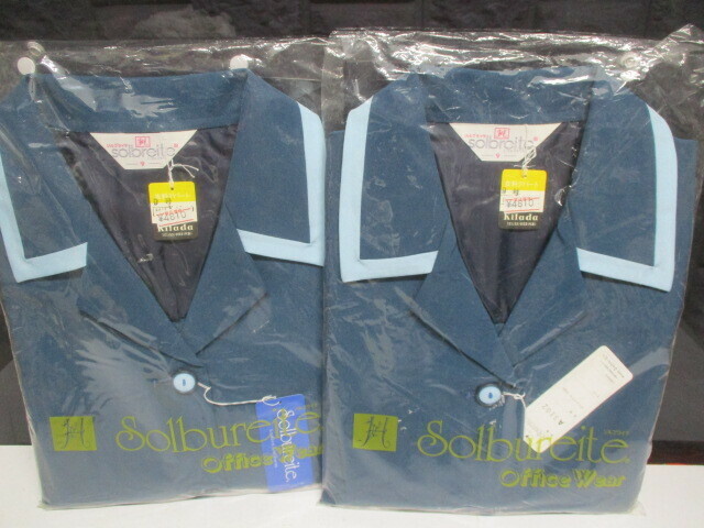 Y723/未使用 2枚セット 婦人 事務服 作業服 制服 シャツ 長袖 まとめ売り