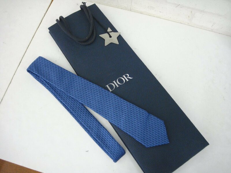 3171T【本物保証】 Dior HOMME クリスチャンディオール シルク100％ ネクタイ オブリーク トロッター ブルー系 未使用品