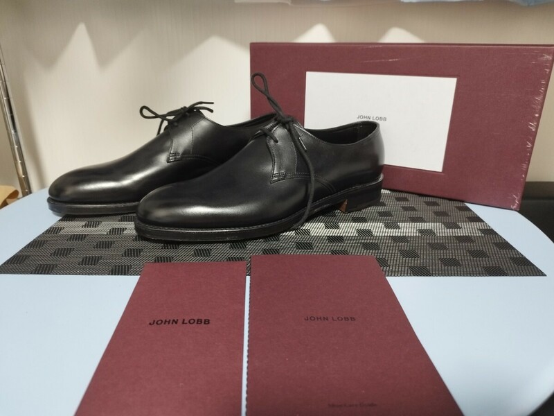 新品未使用品 JOHN LOBB HALDON ジョンロブ ハルドン UK7.5 ブラックカーフ 革靴 黒 0221ラスト Eウィズ レザーソール
